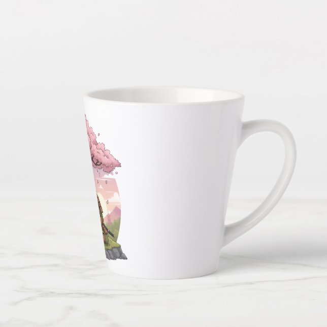 Meditating Samurai Frog  Latte Mug (Right)