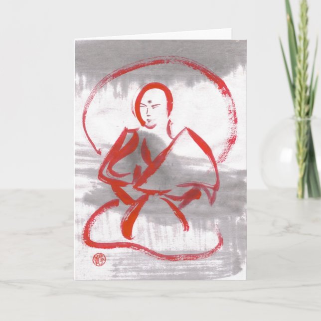 Meditating Shaolin Monk Blank Card (Front)