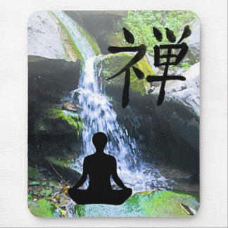 Meditating Silhouette by Waterfall Mouse Mat