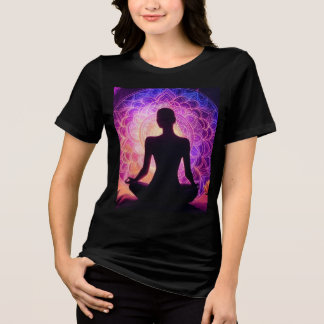 Meditating Silhouette T-Shirt - Spiritual Mandala Tri-Blend Shirt