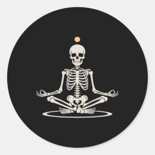 Meditating Skeleton Lotus Yoga Cool Halloween Cost Classic Round Sticker