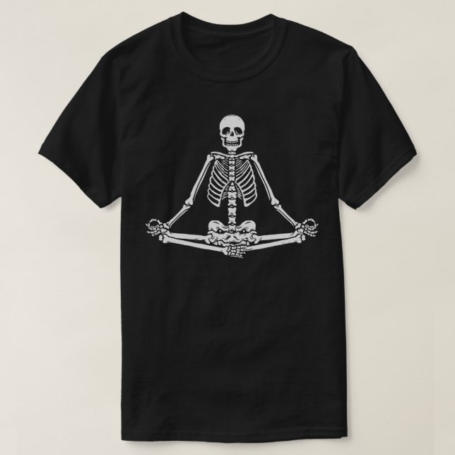 Meditating Skeleton Lotus Yoga T-Shirt (Design Front)
