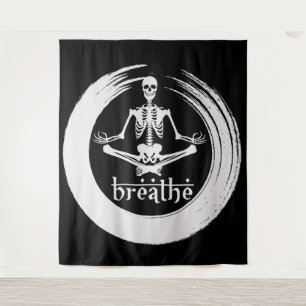 Meditating Skeleton Tapestry