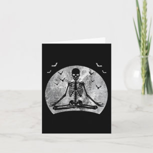 Meditating Skeleton Yoga Lover Halloween Moon Cost Card