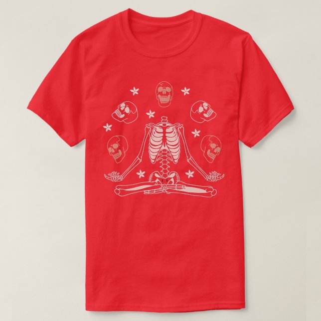 Meditating Skeleton, Yoga Skeleton  T-Shirt (Design Front)