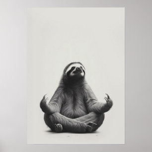 Meditating Sloth in Lotus Position Poster