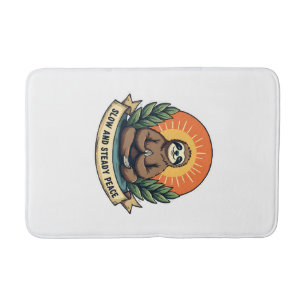 Meditating Sloth Vintage Relaxed Humor Design 2 Bath Mat