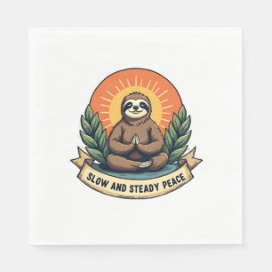 Meditating Sloth Vintage Relaxed Humor Design 2 Napkin
