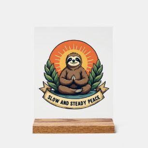 Meditating Sloth Vintage Relaxed Humour Design 2 Acrylic Sign