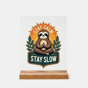 Meditating Sloth Vintage Relaxed Mind T-Shirt 2 Acrylic Sign