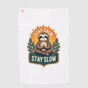 Meditating Sloth Vintage Relaxed Mind T-Shirt 2 Golf Towel