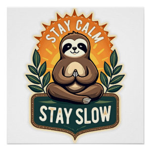 Meditating Sloth Vintage Relaxed Mind T-Shirt 2 Poster
