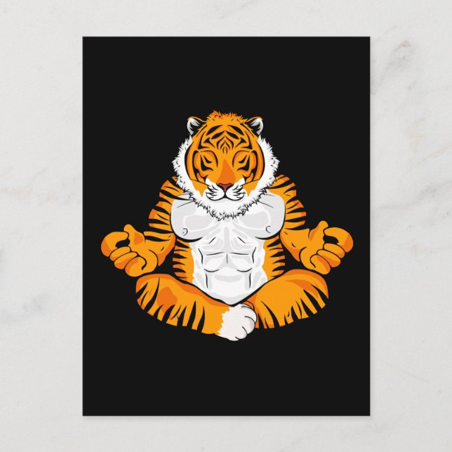 Meditating Tiger Gift Women Yoga Men Meditation Postcard (Front)