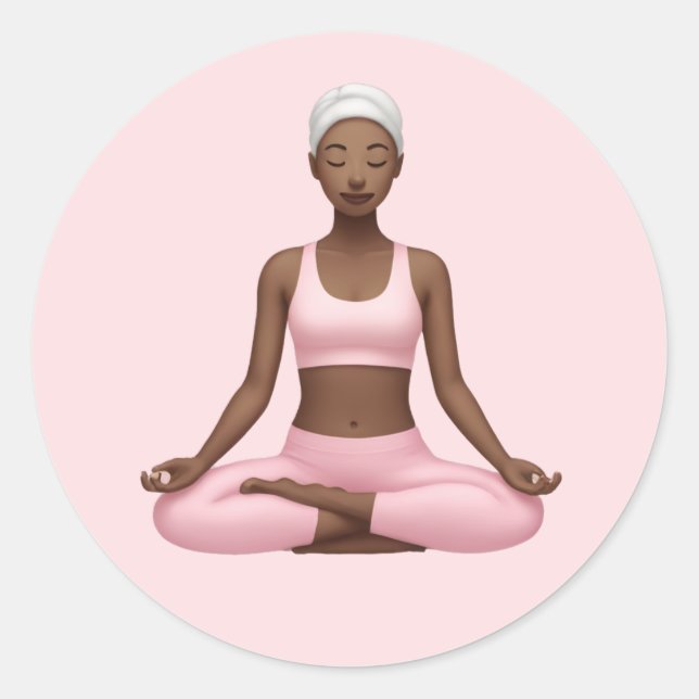 Meditating Woman Emoji – Peaceful Yoga Pose Art Classic Round Sticker (Front)