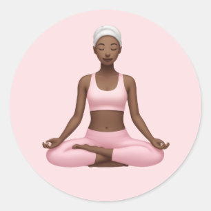 Meditating Woman Emoji – Peaceful Yoga Pose Art Classic Round Sticker