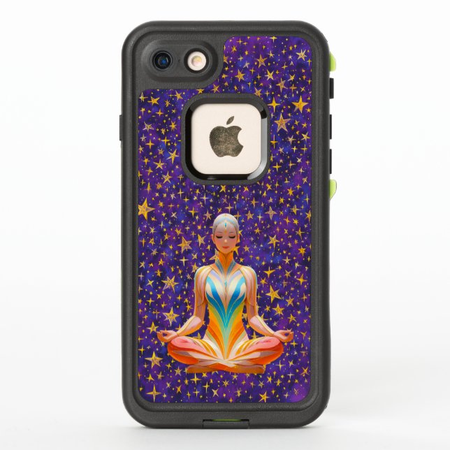 Meditating woman & star patterns iPhone 8/7 Cases (Back)