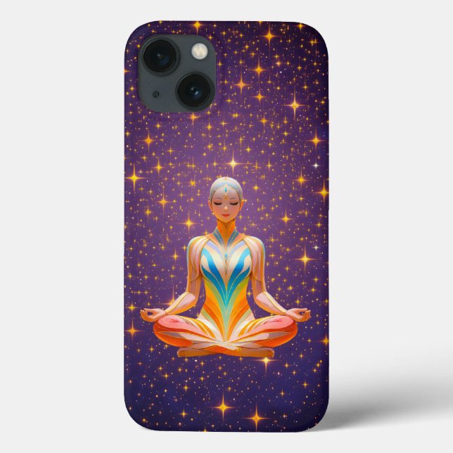 Meditating woman & starry purple sky Case-Mate iPhone case (Back)