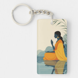 Meditating women Keychain 