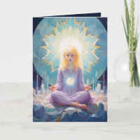 Meditating Yoga Girl Crystals Blue Purple Birthday