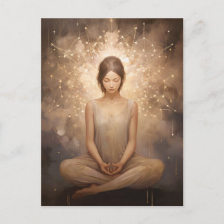 Meditating Yoga Neutral Earth Tones Beige Brown Postcard