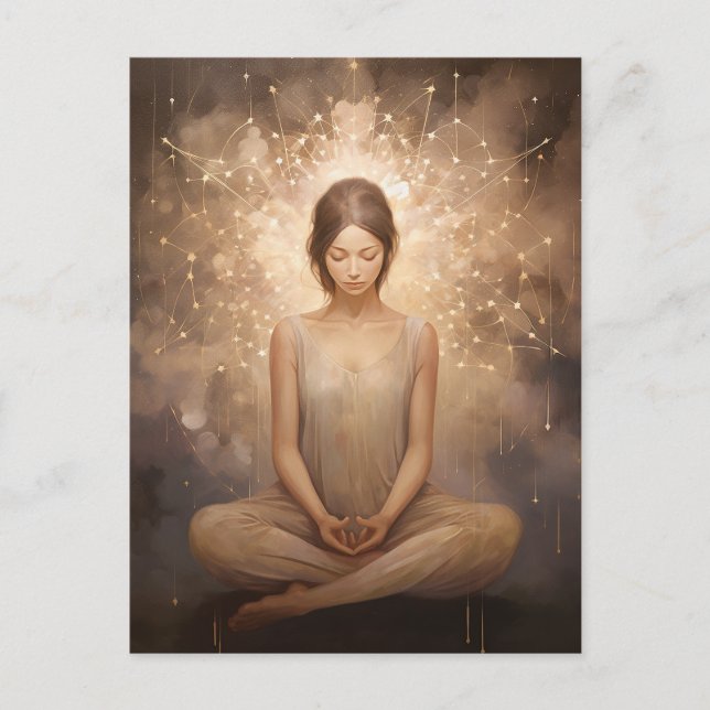 Meditating Yoga Neutral Earth Tones Beige Brown Postcard (Front)