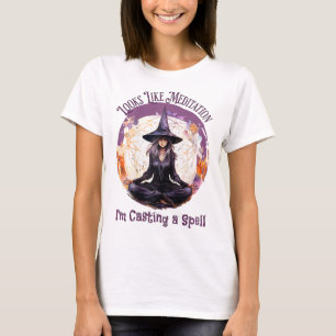 Meditating Yoga Witch Casting A Spell, Halloween T-Shirt