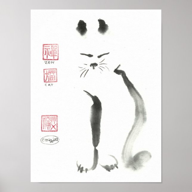 Meditating Zen Cat Poster (Front)