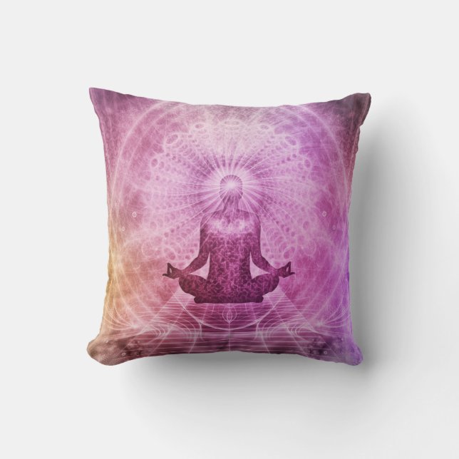Meditation Abstract Art Pink Violet Purple Gold Cushion (Front)