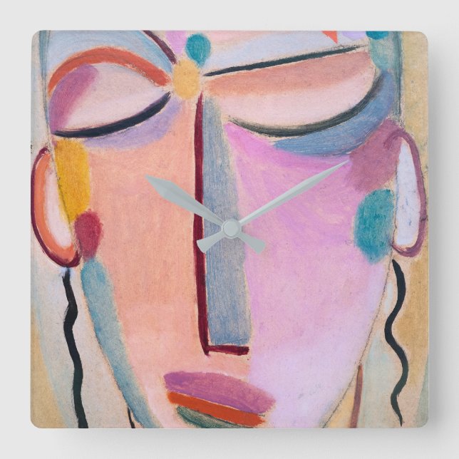 Meditation Alexej von Jawlensky Figurative Art Square Wall Clock (Front)