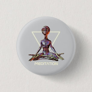 Meditation. Alien in tranquil pose 3 Cm Round Badge