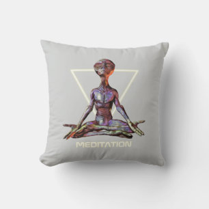 Meditation. Alien in tranquil pose Cushion