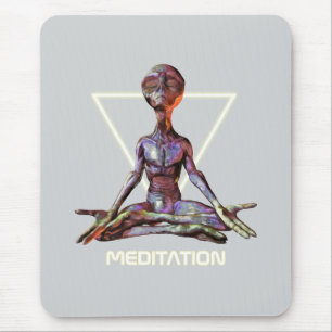 Meditation. Alien in tranquil pose Mouse Mat