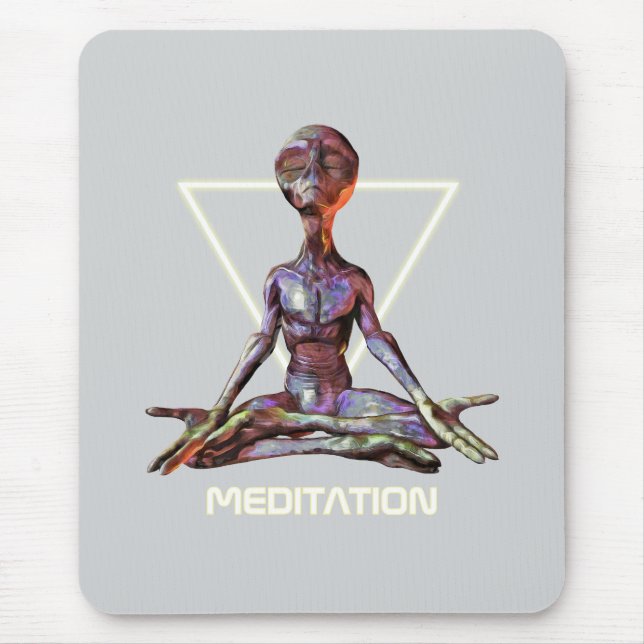 Meditation. Alien in tranquil pose Mouse Mat (Front)