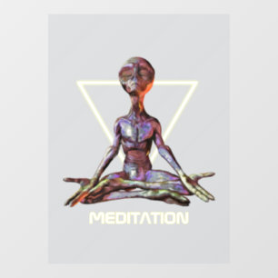 Meditation. Alien in tranquil pose Window Cling