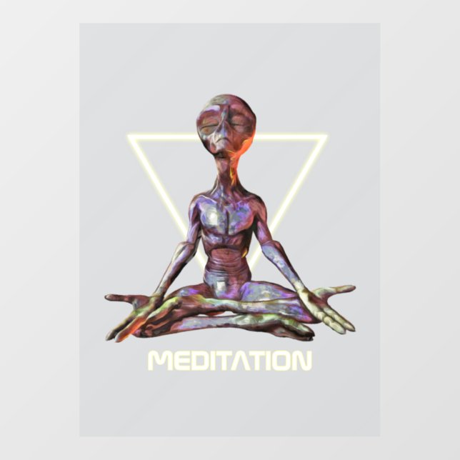 Meditation. Alien in tranquil pose Window Cling (Sheet)