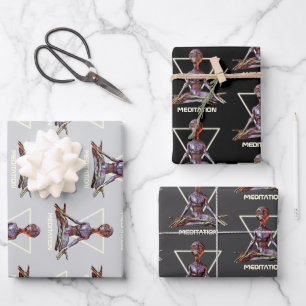 Meditation. Alien in tranquil pose Wrapping Paper Sheet