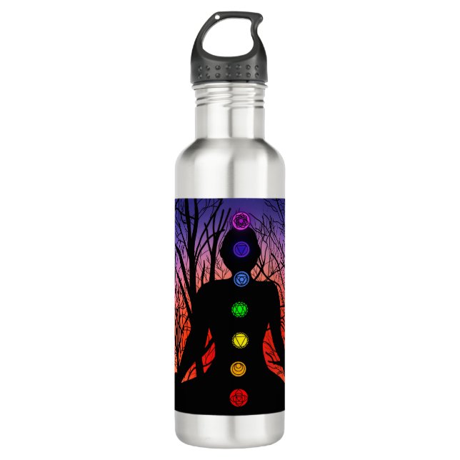 Meditation and the Trees on a starry night Sunset  710 Ml Water Bottle (Front)