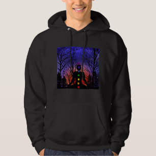 Meditation and the Trees on a starry night Sunset Hoodie