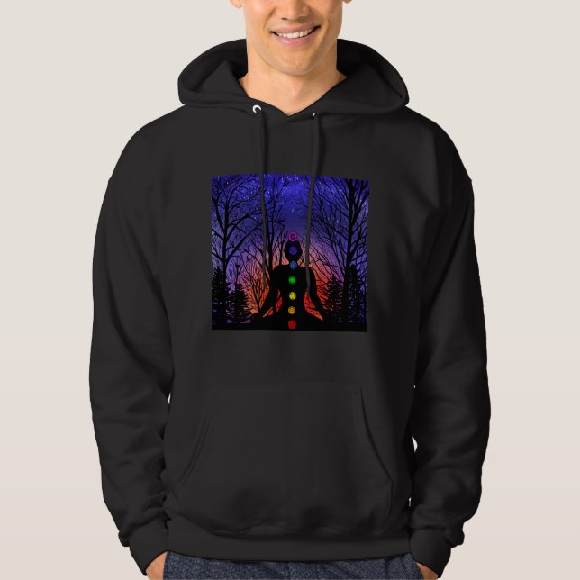 Meditation and the Trees on a starry night Sunset  Hoodie (Front)
