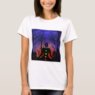 Meditation and the Trees on a starry night Sunset T-Shirt