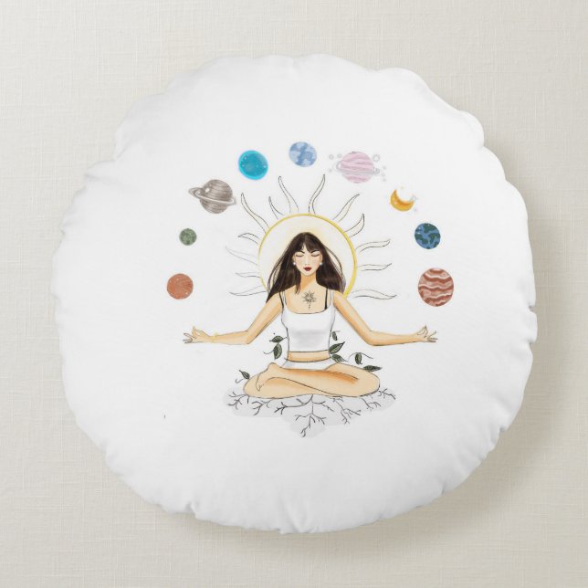Meditation art round cushion (Front)