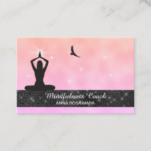 *~* Meditation Bird Eagle Pastel Yoga Glitter Business Card