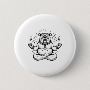 Meditation Bulldog Yoga Pose Relaxing Animal 6 Cm Round Badge