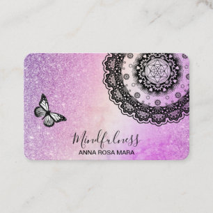 *~* Meditation Butterfly Reiki Mandala Glitter Business Card