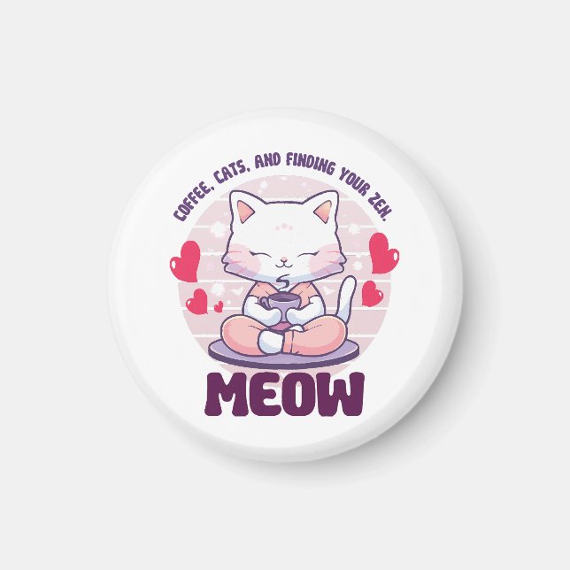 Meditation cat  - Kawaii cat  Magnet (Front)