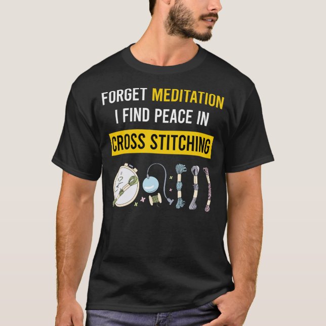 Meditation Cross Stitching T-Shirt (Front)