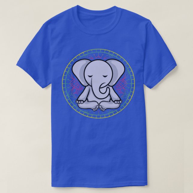 Meditation Elephant Yoga  T-Shirt (Design Front)