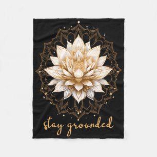 Meditation Esoteric Lotus Stay Grounded Yoga Fleece Blanket