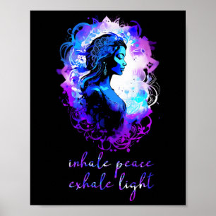 Meditation Esoteric Watercolour Inhale Peace Exhal Poster