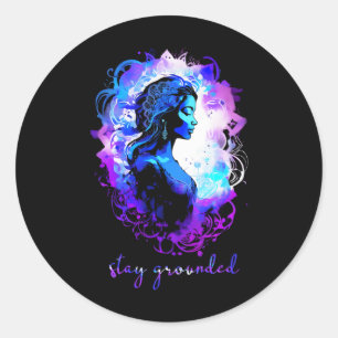 Meditation Esoteric Watercolour Stay Grounded Yoga Classic Round Sticker